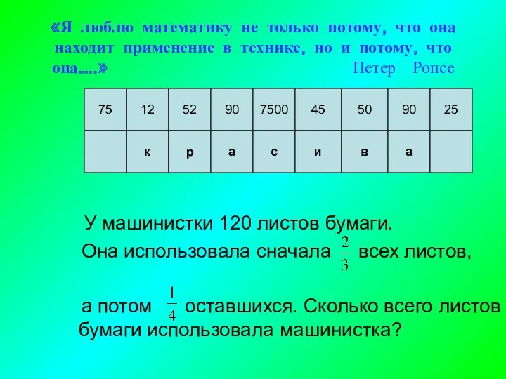 «Я люблю математику не только потому, что она находит применение