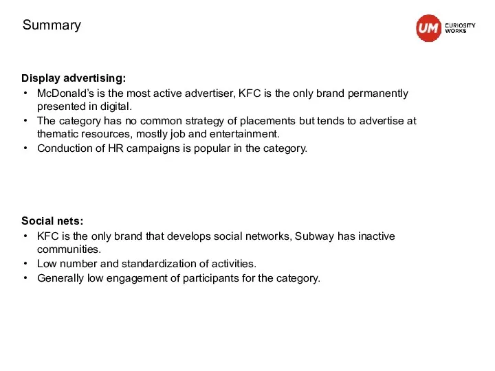 Display advertising: McDonald’s is the most active advertiser, KFC is the only brand