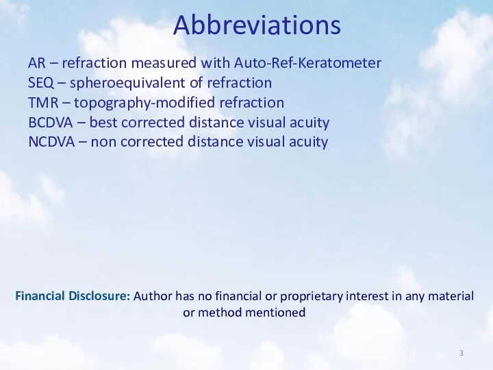 Abbreviations AR – refraction measured with Auto-Ref-Keratometer SEQ – spheroequivalent