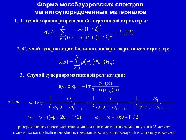 Форма мессбауэровских спектров магнитоупорядоченных материалов 1. Случай хорошо разрешенной сверхтонкой