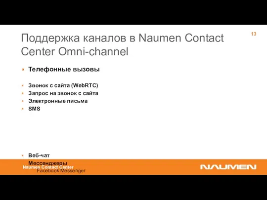 Поддержка каналов в Naumen Contact Center Omni-channel Телефонные вызовы Звонок