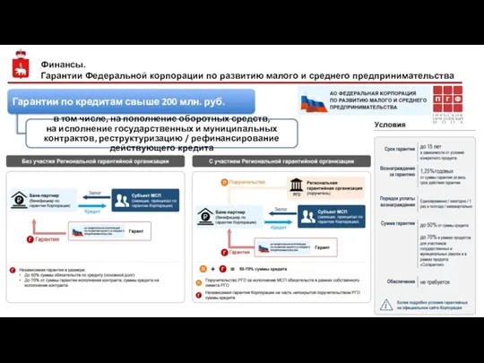 Финансы. Гарантии Федеральной корпорации по развитию малого и среднего предпринимательства