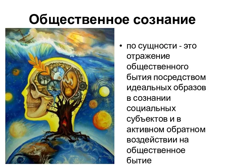 Общественное сознание по сущности - это отражение общественного бытия посредством