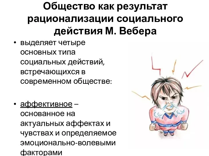 Общество как результат рационализации социального действия М. Вебера выделяет четыре