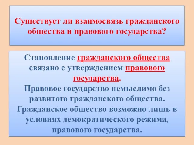 Существует ли взаимосвязь гражданского общества и правового государства? Становление гражданского