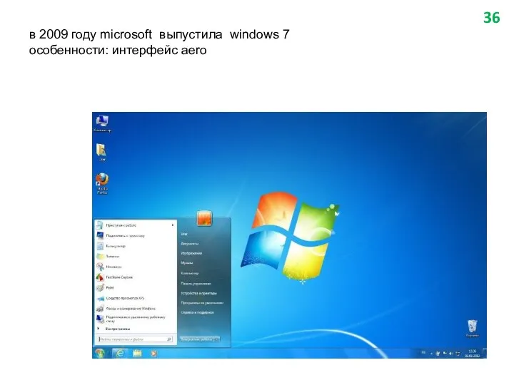 в 2009 году microsoft выпустила windows 7 особенности: интерфейс aero