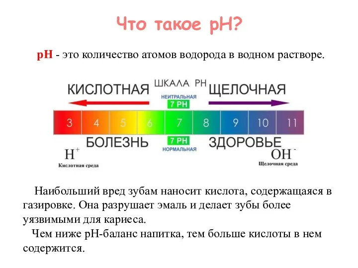 Что такое pH? рН - это количество атомов водорода в