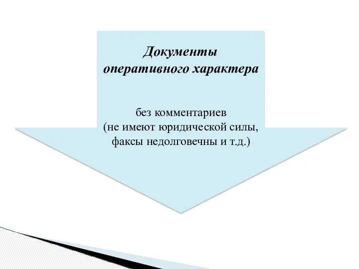 Документы оперативного характера без комментариев (не имеют юридической силы, факсы недолговечны и т.д.)