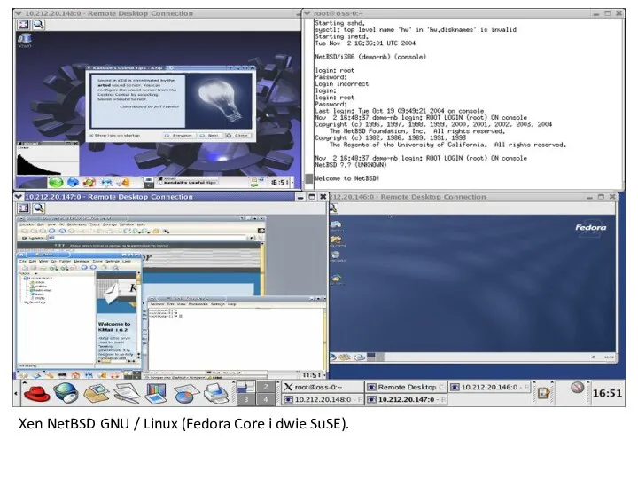 Xen NetBSD GNU / Linux (Fedora Core i dwie SuSE).