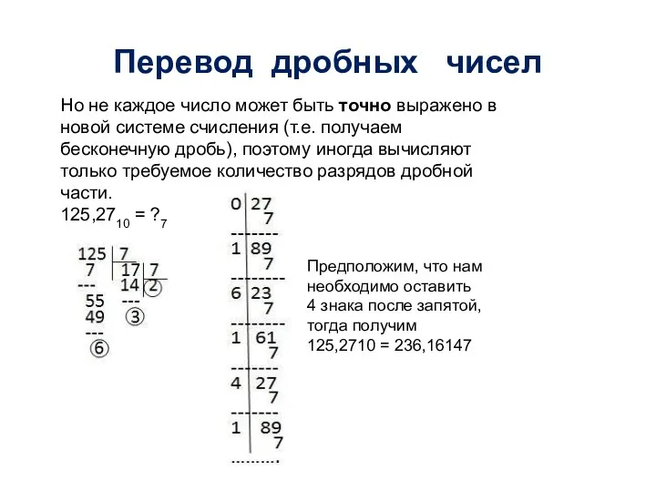 Но не каждое число может быть точно выражено в новой