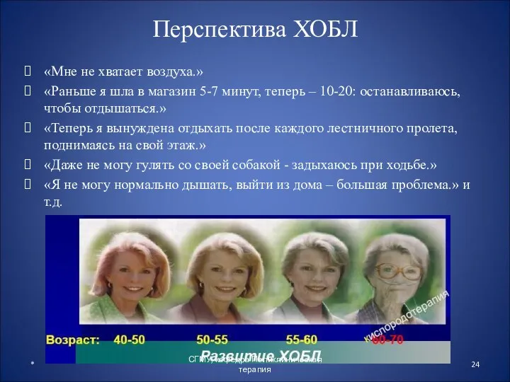 Перспектива ХОБЛ «Мне не хватает воздуха.» «Раньше я шла в магазин 5-7 минут,