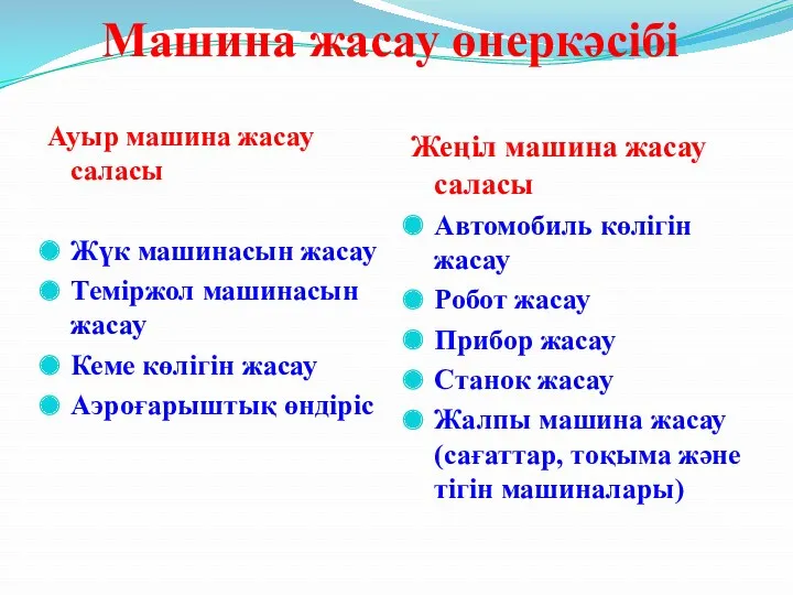 Машина жасау өнеркәсібі Ауыр машина жасау саласы Жүк машинасын жасау