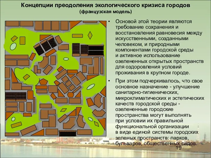 Концепции преодоления экологического кризиса городов (французская модель) Основой этой теории