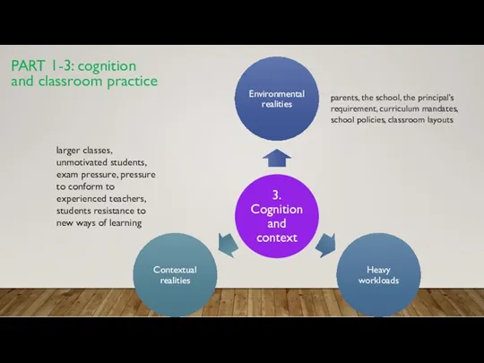 PART 1-3: cognition and classroom practice larger classes, unmotivated students,