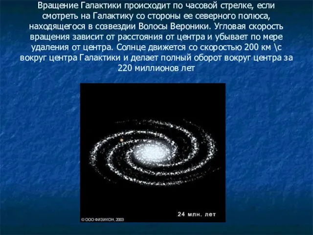 Вращение Галактики происходит по часовой стрелке, если смотреть на Галактику