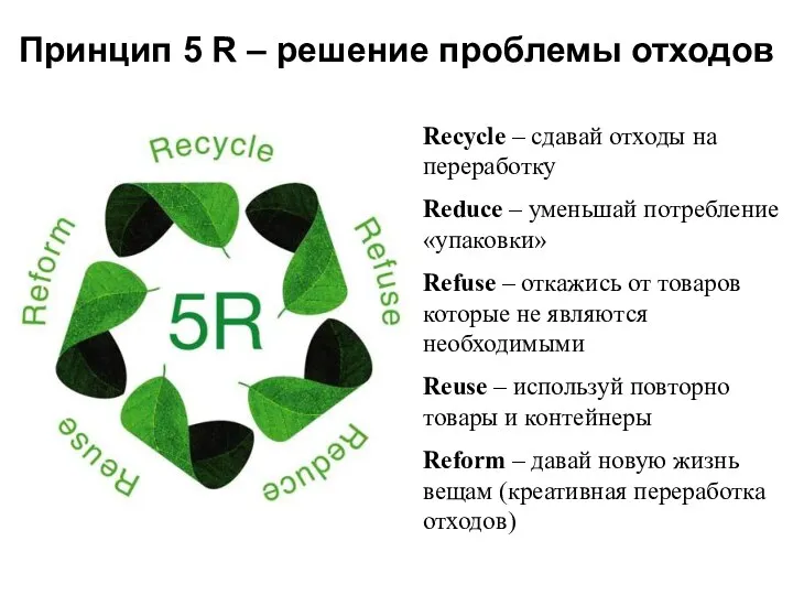 Принцип 5 R – решение проблемы отходов Recycle – сдавай
