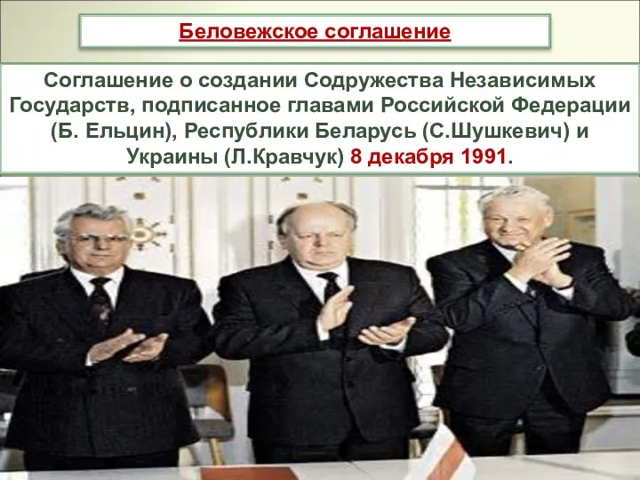 Соглашение о создании Содружества Независимых Государств, подписанное главами Российской Федерации