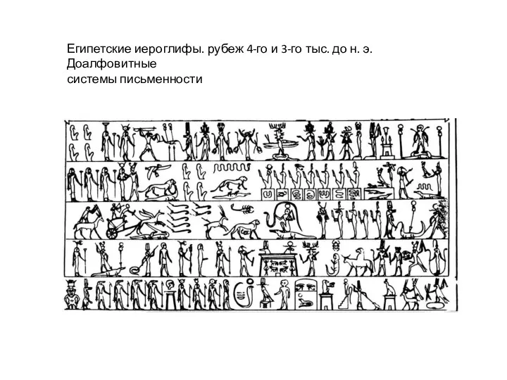 Египетские иероглифы. рубеж 4-го и 3-го тыс. до н. э. Доалфовитные системы письменности