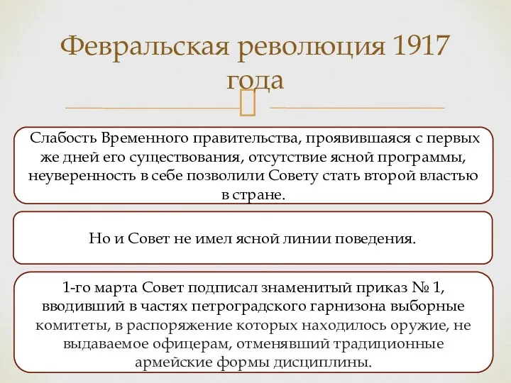 Февральская революция 1917 года Слабость Временного правительства, проявившаяся с первых