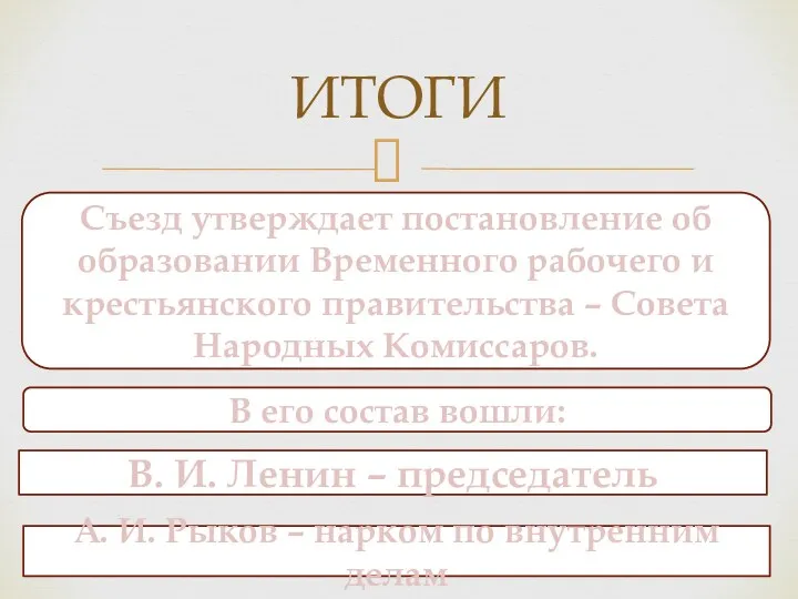 ИТОГИ Съезд утверждает постановление об образовании Временного рабочего и крестьянского