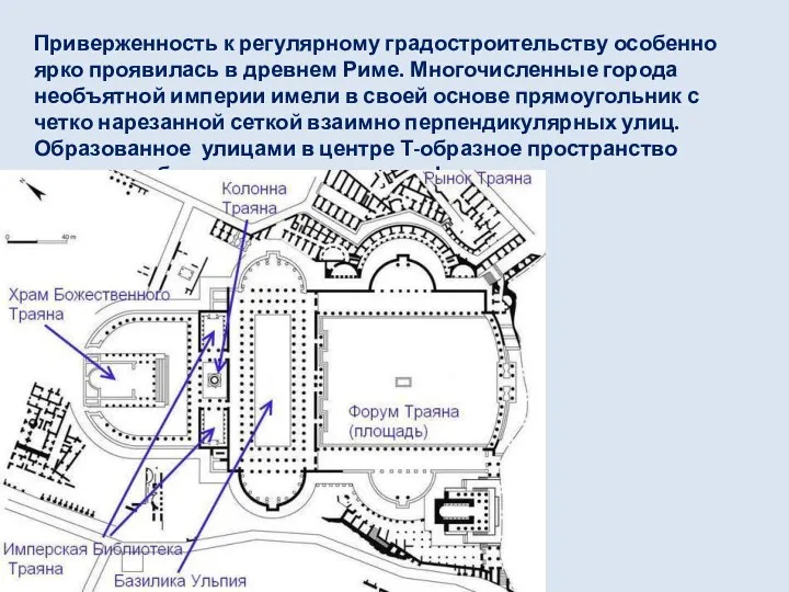 Приверженность к регулярному градостроительству особенно ярко проявилась в древнем Риме.