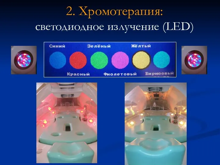 2. Хромотерапия: светодиодное излучение (LED)