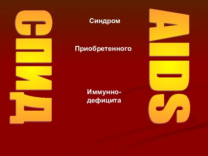 СПИД Синдром Приобретенного Иммунно- дефицита AIDS