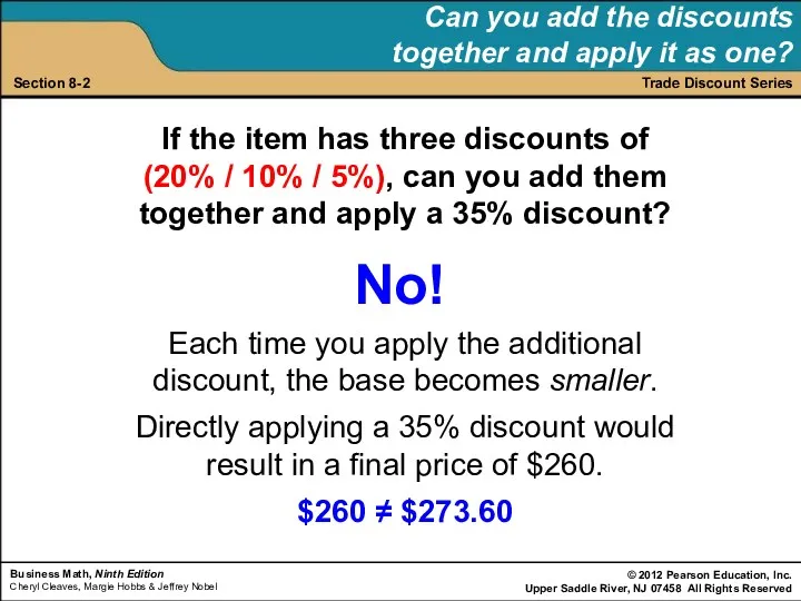 Trade Discount Series Section 8-2 Can you add the discounts