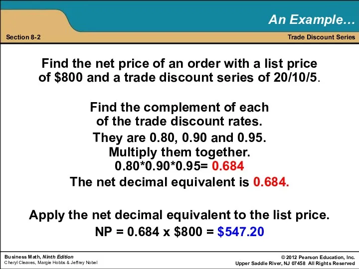 Find the net price of an order with a list