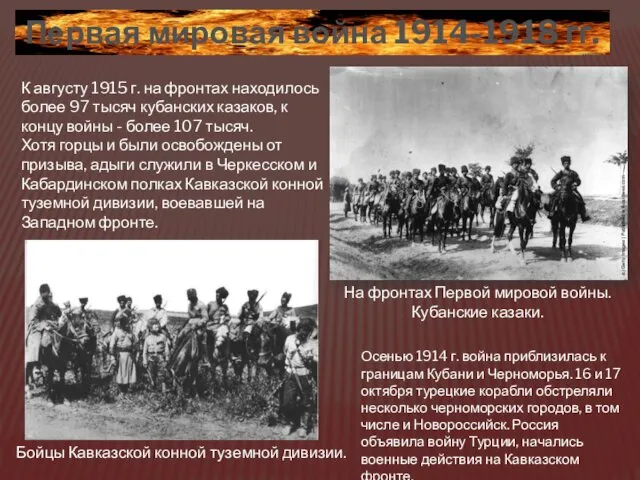 Первая мировая война 1914-1918 гг. К августу 1915 г. на