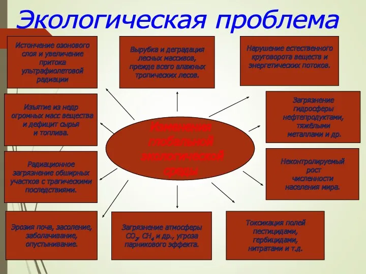 Экологическая проблема Изменения глобальной экологической среды Истончение озонового слоя и