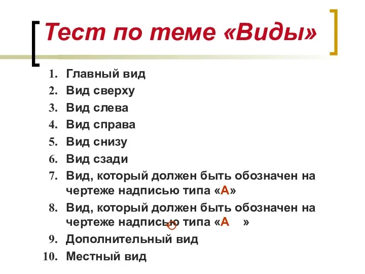 Главный вид Вид сверху Вид слева Вид справа Вид снизу