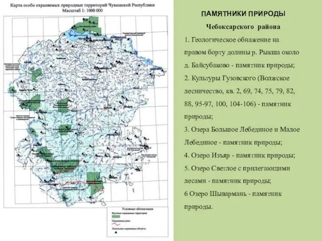 ПАМЯТНИКИ ПРИРОДЫ Чебоксарского района 1. Геологическое обнажение на правом борту