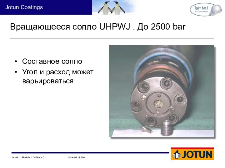 Вращающееся сопло UHPWJ . До 2500 bar Составное сопло Угол