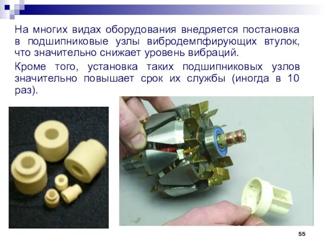 На многих видах оборудования внедряется постановка в подшипниковые узлы вибродемпфирующих