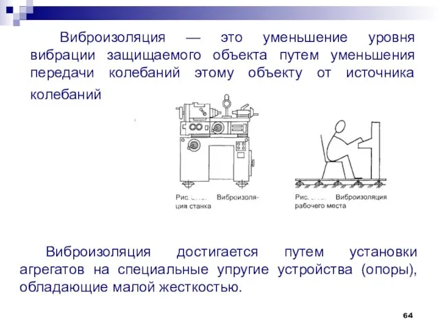 Виброизоляция — это уменьшение уровня вибрации защищаемого объекта путем уменьшения