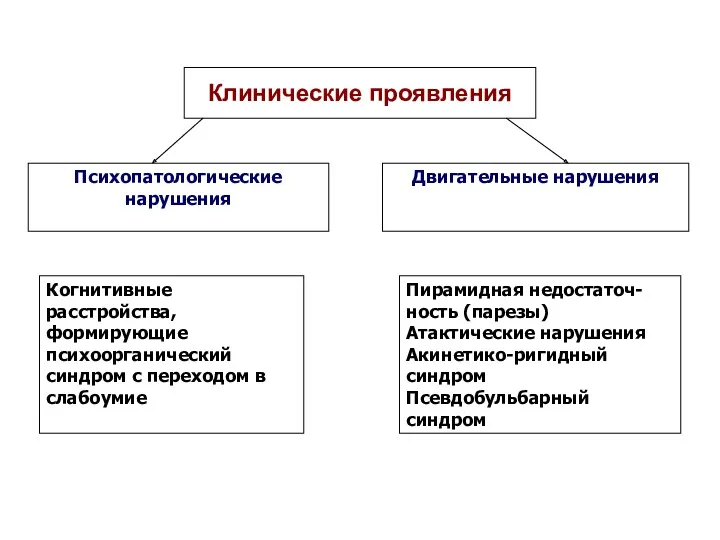 Психопатологические нарушения Когнитивные расстройства, формирующие психоорганический синдром с переходом в