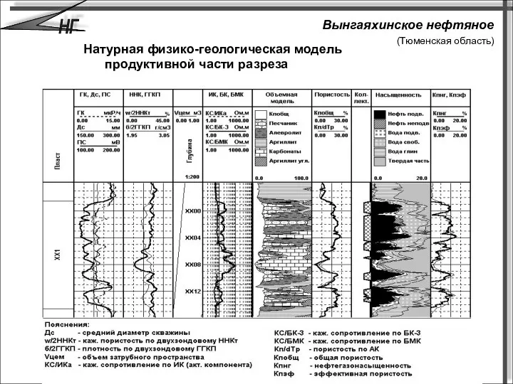 НГ Вынгаяхинское нефтяное (Тюменская область) Натурная физико-геологическая модель продуктивной части разреза