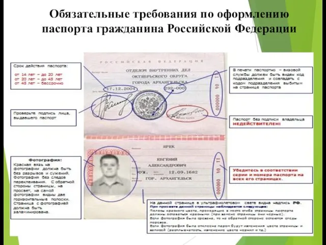 Обязательные требования по оформлению паспорта гражданина Российской Федерации