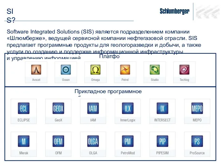SIS? Software Integrated Solutions (SIS) является подразделением компании «Шлюмберже», ведущей