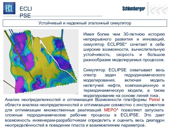 ECLIPSE Устойчивый и надежный эталонный симулятор Имея более чем 30-летнюю