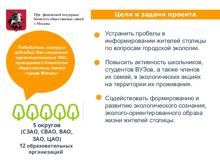 Сентябрь 2017 Цели и задачи проекта При финансовой поддержке Комитета