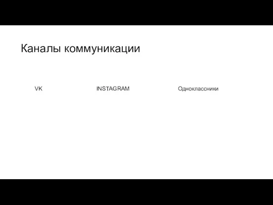 Каналы коммуникации VK INSTAGRAM Одноклассники