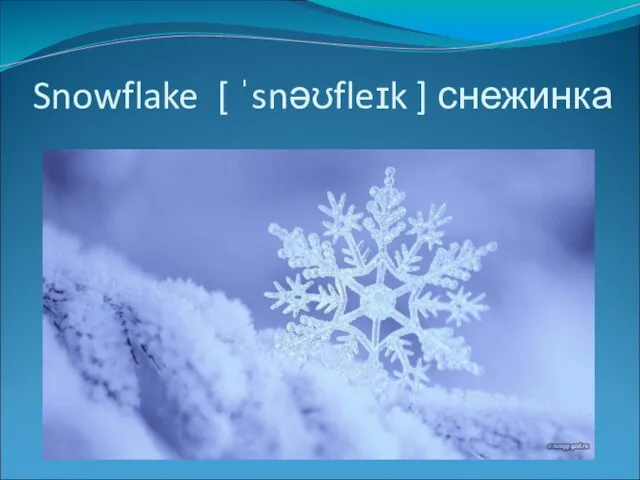 Snowflake [ ˈsnəʊfleɪk ] снежинка