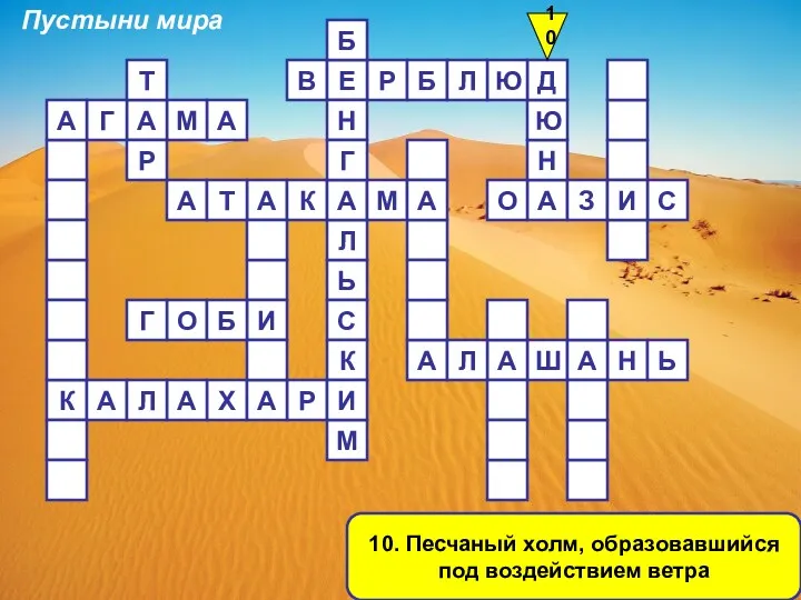 10. Песчаный холм, образовавшийся под воздействием ветра Р В Е