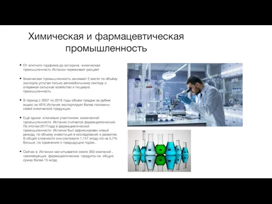 Химическая и фармацевтическая промышленность От элитного парфюма до аспирина -химическая