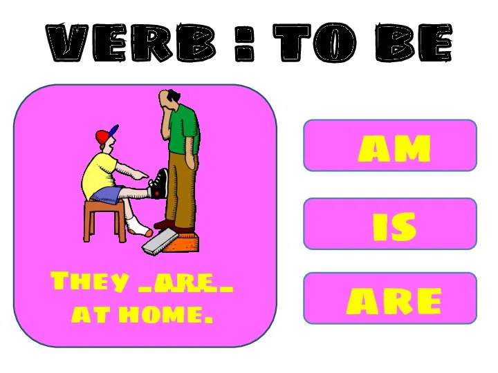 am is are They ______ at home. are verb : to be
