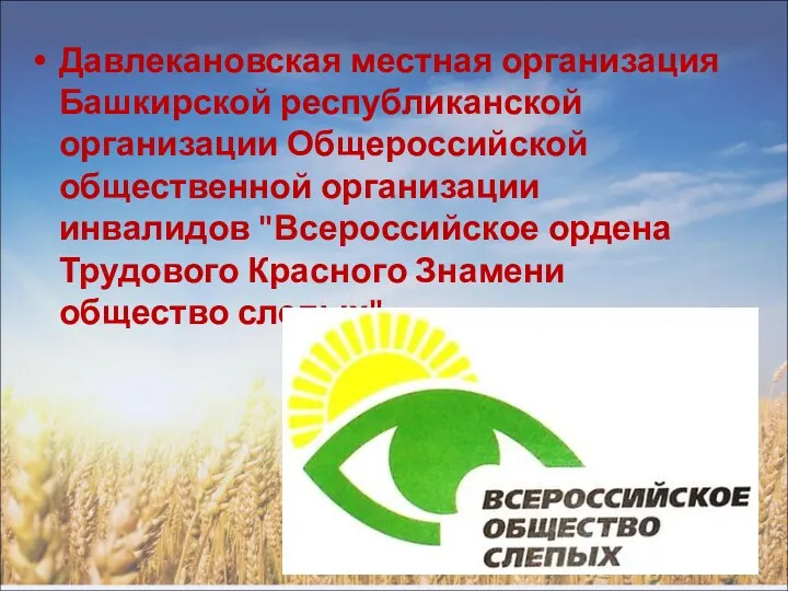 Давлекановская местная организация Башкирской республиканской организации Общероссийской общественной организации инвалидов