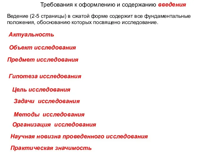 Требования к оформлению и содержанию введения Ведение (2-5 страницы) в