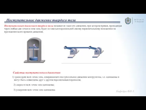 Поступательное движение твердого тела МГТУ им. Н.Э. Баумана Поступательным движением